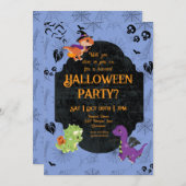 Cute Halloween Dino 2 Party 招待状 (正面/裏面)