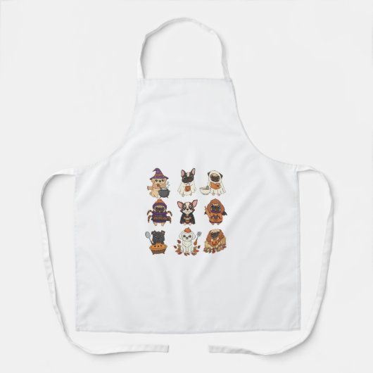 Cute Halloween Dog Cartoon Apron エプロン (正面)