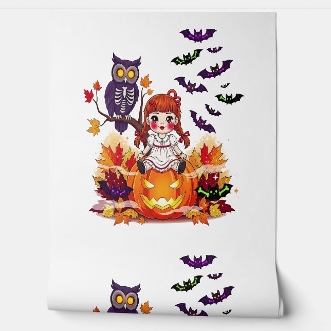 Cute Halloween Doll Owl 壁紙 (ほどく)