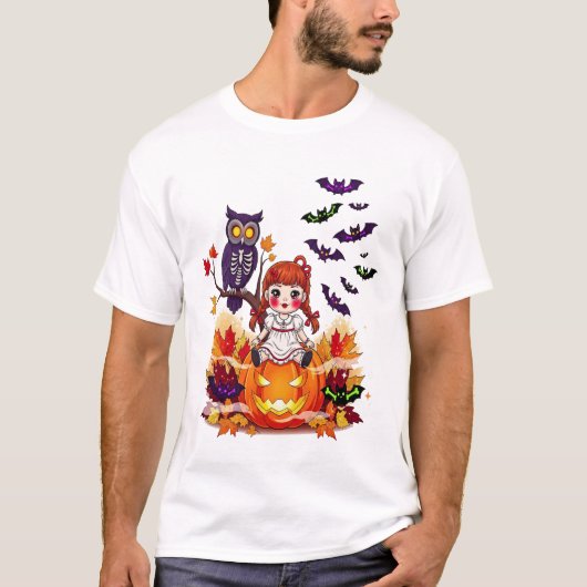 Cute Halloween Doll Owl Tシャツ (正面)