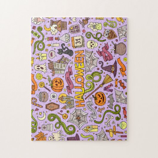 Cute Halloween Doodle Pattern ジグソーパズル (縦)
