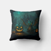 Cute Halloween Dragon with Scary Pumpkins クッション (裏面)
