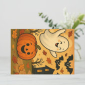 Cute Halloween/fall ghost pumpkin cartoon 招待状 (スタンド正面)