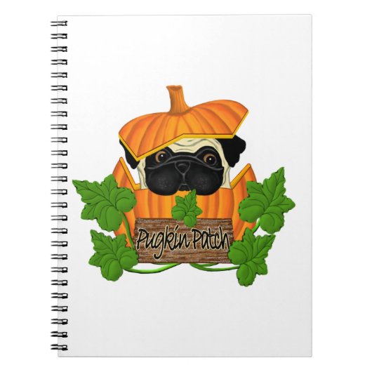 Cute Halloween Fall Pug Pugkin Pumpkin Patch ノートブック (正面)