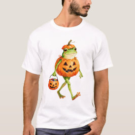Cute Halloween Frog in Pumpkin Costume Tシャツ