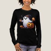 Cute Halloween ghost トライブレンドTシャツ (正面)
