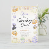 Cute Halloween Ghost 1st Boy Birthday 招待状 (スタンド正面)