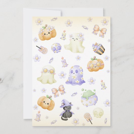 Cute Halloween Ghost 1st Boy Birthday 招待状 (裏面)