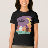 Cute Halloween Ghost and Candy Friends トライブレンドTシャツ (正面)