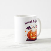 Cute halloween ghost and pumpkin mug コーヒーマグカップ (正面右)