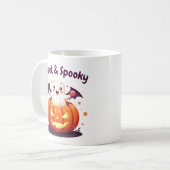 Cute halloween ghost and pumpkin mug コーヒーマグカップ (正面左)