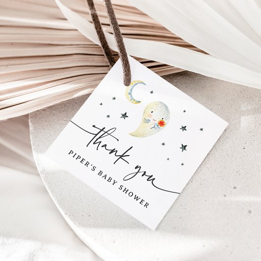 Cute Halloween Ghost Baby Shower Thank You フェイバータグ