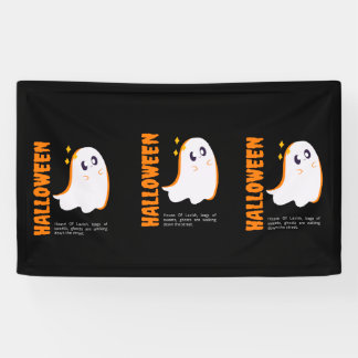 Cute Halloween Ghost Banner - Spooky Black 横断幕