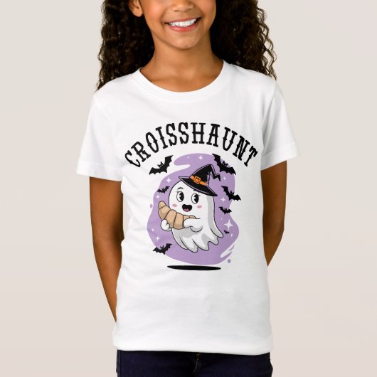 Cute Halloween Ghost Croissant Haunting Tシャツ (正面)
