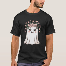 Cute Halloween Ghost Floral Girls T-Shirt – Trick- Tシャツ