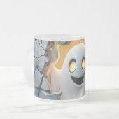 Cute Halloween Ghost – Funny Cracked Wall Design フロストグラスマグカップ (正面左)