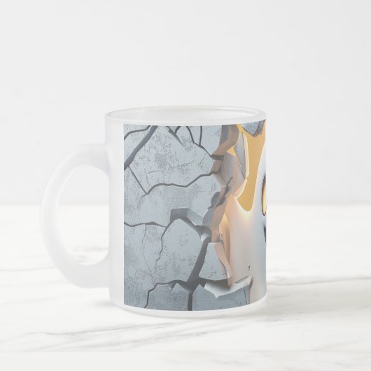 Cute Halloween Ghost – Funny Cracked Wall Design フロストグラスマグカップ (左)