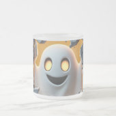 Cute Halloween Ghost – Funny Cracked Wall Design フロストグラスマグカップ (中央)