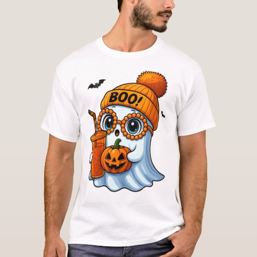 Cute Halloween Ghost Illustration Tシャツ (正面)