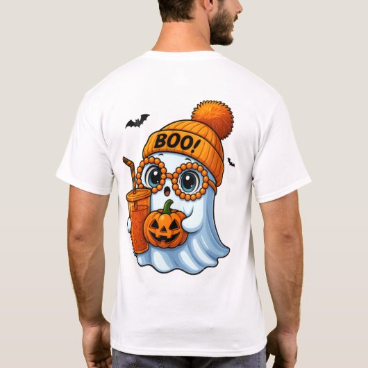 Cute Halloween Ghost Illustration Tシャツ (裏面)
