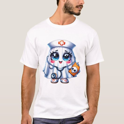 Cute Halloween ghost in a nurse's uniform Classic Tシャツ (正面)