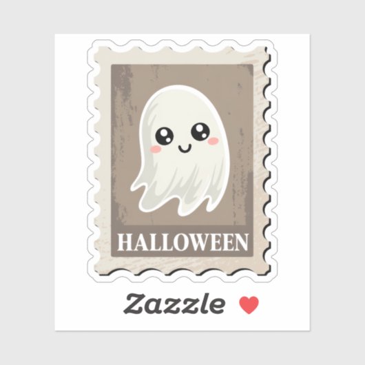 Cute "Halloween" Ghost Postage Stamp シール (シート)