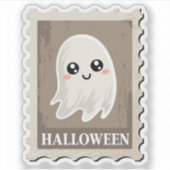 Cute "Halloween" Ghost Postage Stamp シール (正面)