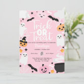 Cute Halloween Ghost Pumpkin Birthday Party 招待状 (スタンド正面)