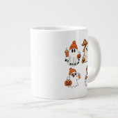 Cute Halloween Ghost Pumpkin Design ジャンボコーヒーマグカップ (正面右)