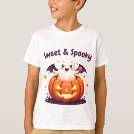 Cute halloween ghost pumpkin design t-shirt tシャツ