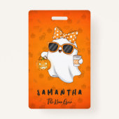 Cute Halloween Ghost Pumpkin Spice Personalized バッジ (正面)
