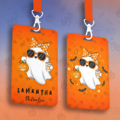 Cute Halloween Ghost Pumpkin Spice Personalized バッジ