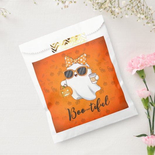 Cute Halloween Ghost Pumpkin Spice Personalized フェイバーバッグ (封をした状態)