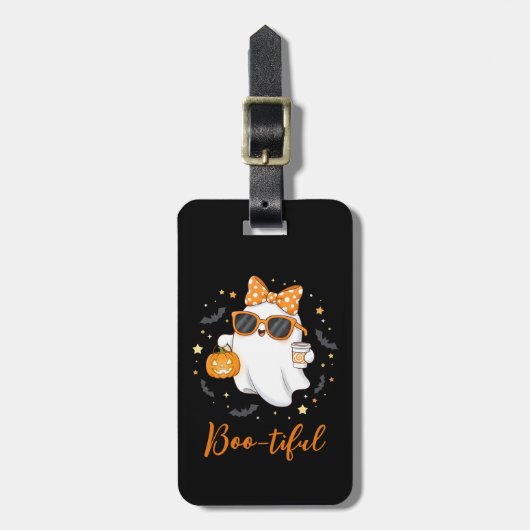 Cute Halloween Ghost Pumpkin Spice Personalized ラゲッジタグ (正面縦)