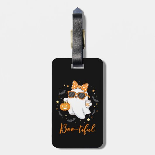 Cute Halloween Ghost Pumpkin Spice Personalized ラゲッジタグ (裏面縦)