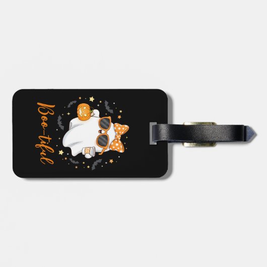 Cute Halloween Ghost Pumpkin Spice Personalized ラゲッジタグ (裏面横)