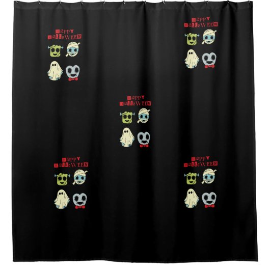 Cute Halloween Ghost Shower Curtain シャワーカーテン (正面)