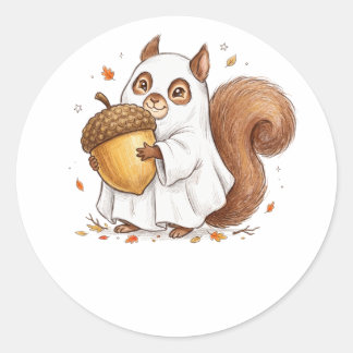Cute Halloween Ghost Squirrel Custom Favor Classic ラウンドシール