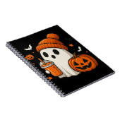 Cute Halloween Ghost with Pumpkin and Drink  ノートブック (右側)