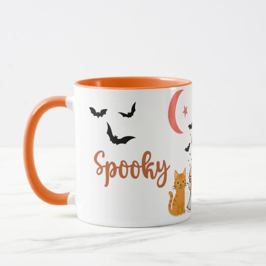 Cute Halloween Ghost with Pumpkin Spice Coffee Mug マグカップ (左)