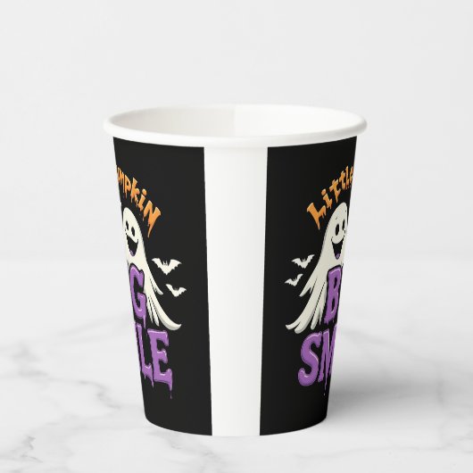 Cute Halloween Ghosts and Bats 紙コップ (左)