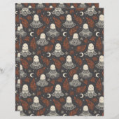 Cute Halloween Ghosts Lace - Rust Scrapbook Paper (正面/裏面)