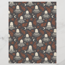 Cute Halloween Ghosts Lace - Rust Scrapbook Paper