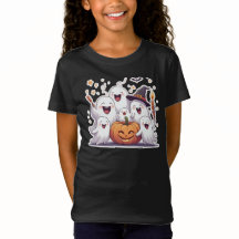 Cute Halloween Ghosts & Pumpkin T-Shirt 