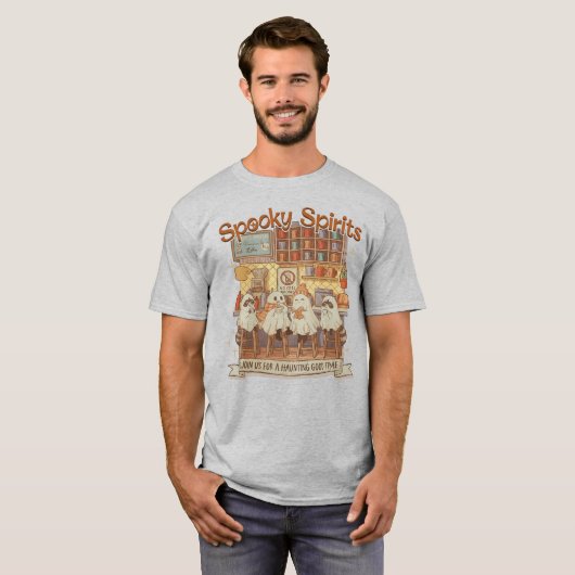 Cute Halloween Ghosts Raccoons Pumpkin Spice Cafe  Tシャツ (正面フル)