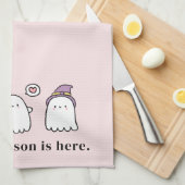 Cute Halloween Ghosts Spooky Season Pink キッチンタオル (四つ折り)