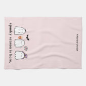 Cute Halloween Ghosts Spooky Season Pink キッチンタオル (横)