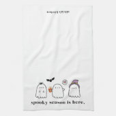 Cute Halloween Ghosts Spooky Season White キッチンタオル (縦)