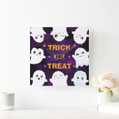 Cute Halloween Ghosts Trick or Treat スクエア壁時計 (ホーム)