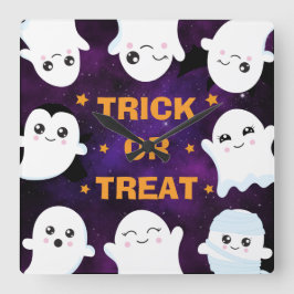 Cute Halloween Ghosts Trick or Treat スクエア壁時計